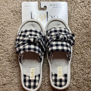 Kooba | Memory Foam Plaid Slip On Slippers Size Large 8-9 NWT